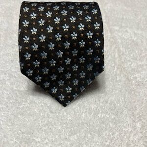 Ermenegildo Zegna Black and Blue Patterned Tie